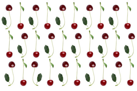 Pattern of red cherry on white background