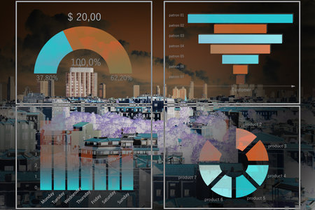 Double exposure of scheme and cityscape