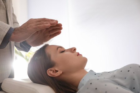 Psychotherapist and patient in office. Hypnotherapy sessions