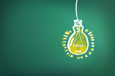 Light bulb drawing as symbol of idea on green chalkboardの写真素材