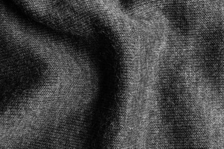 Texture of soft gray fabric as background, closeup