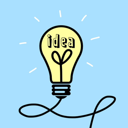 idea concept. Creative illustration of light bulb on blue backgroundの写真素材