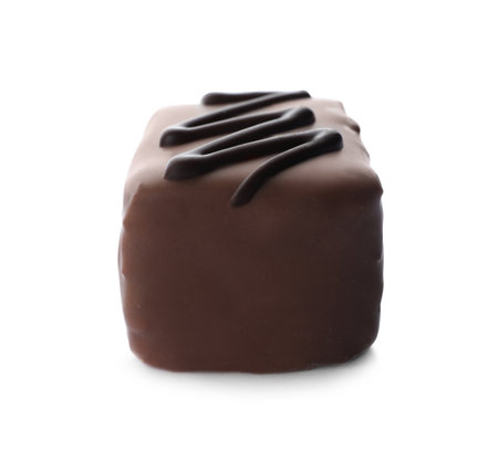 Delicious milk chocolate candy isolated on whiteの写真素材