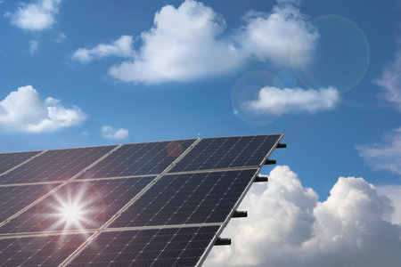Solar panels installed outdoors. alternative energy sources