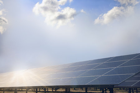Solar panels installed outdoors. alternative energy sources