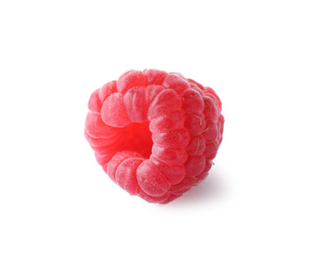 Delicious sweet ripe raspberry isolated on whiteの写真素材