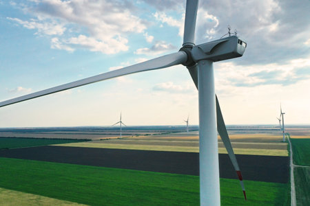 Modern wind turbine, closeup. alternative energy sources