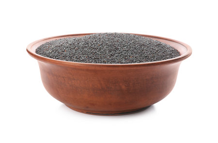 Poppy seeds isolated on whiteの写真素材