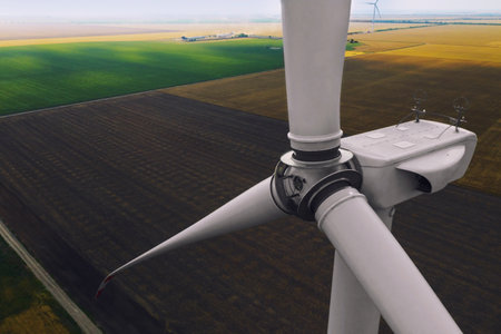 Modern wind turbine, closeup. alternative energy sources