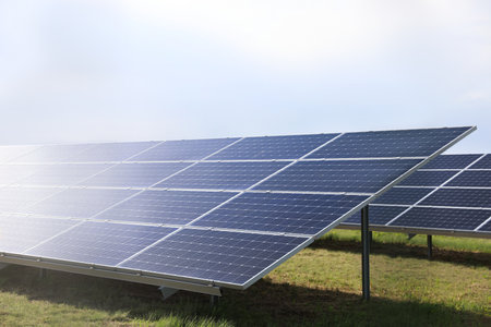 Solar panels installed outdoors. alternative energy sources