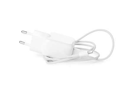 USB charger isolated on white. modern technology
