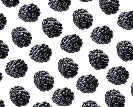 Collage with fresh tasty blackberries on white background