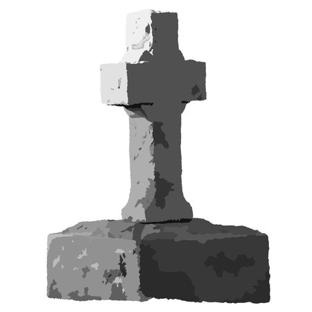 Old creepy headstone illustration on white backgroundの写真素材