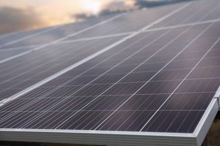 Solar panels installed outdoors. alternative energy sources