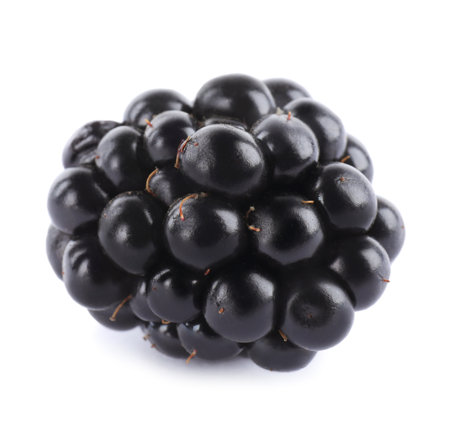 Beautiful tasty ripe blackberry on white backgroundの写真素材