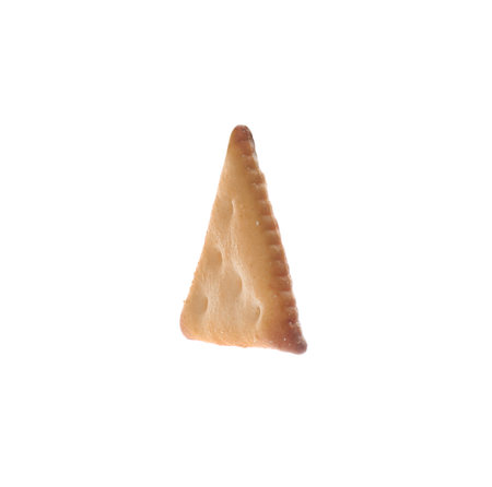 Crispy cracker isolated on white. Delicious snackの写真素材