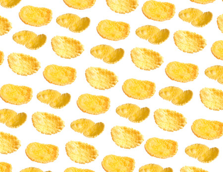 Many tasty corn flakes on white backgroundの写真素材