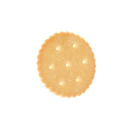 Crispy cracker isolated on white. Delicious snackの写真素材