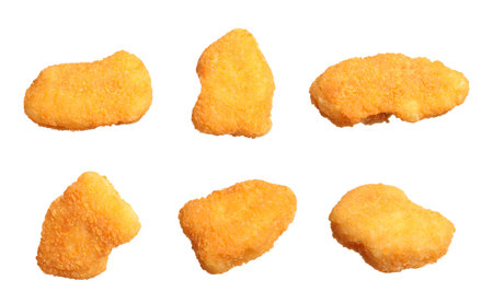 Set of fresh chicken nuggets on white backgroundの写真素材