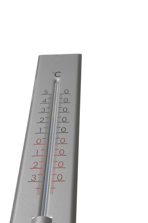 Modern gray weather thermometer on white background