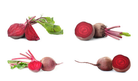 Set of fresh beets on white backgroundの写真素材