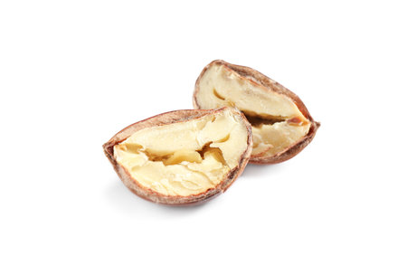 Delicious sweet roasted edible chestnuts isolated on white