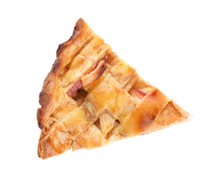 Slice of traditional apple pie isolated on white, top viewの写真素材