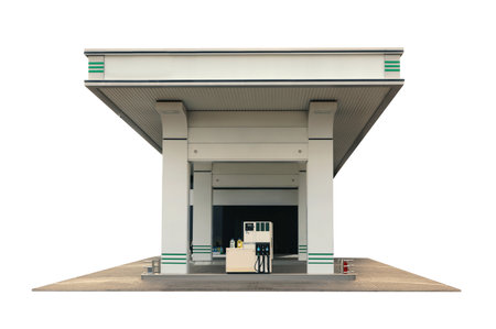 Modern gas station on white backgroundの写真素材