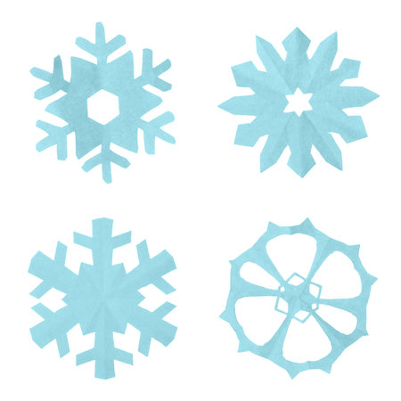 Set of beautiful paper snowflakes on white backgroundの写真素材