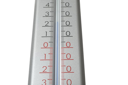 Modern gray weather thermometer on white background, closeupの写真素材