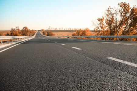 Beautiful view of empty asphalt highway. road trip