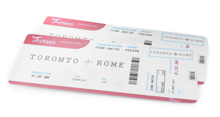 Tickets isolated on white. travel agency conceptの写真素材