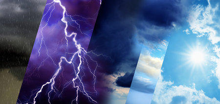 Photos of sky during different weather, collage. banner designの写真素材