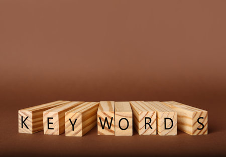 Blocks with word KEYWORDS on brown backgroundの写真素材