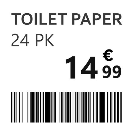 Toilet paper price tag with barcode, illustrationの写真素材