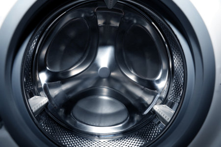 Empty washing machine drum, closeup. laundry dayの写真素材