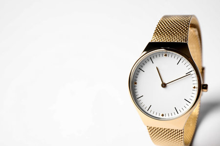 Luxury wrist watch on white background. fashion accessoriesの写真素材