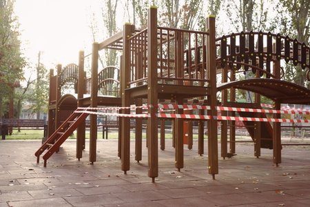 Empty children's playground closed during  pandemic
