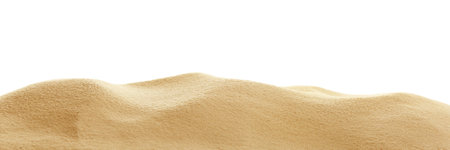 Heap of dry beach sand on white background