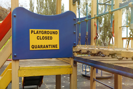 View of playground closed during COVID-19 quarantineの写真素材