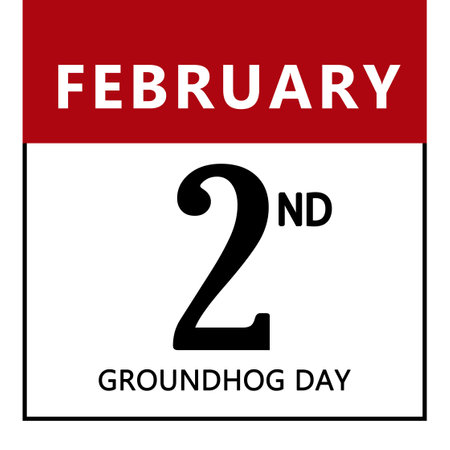Groundhog day, February 2nd date. calendar sheet illustrationの写真素材