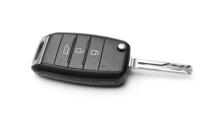 Modern car flip key isolated on whiteの写真素材