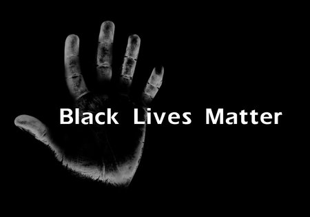 Black Lives Matter. hand print on dark backgroundの写真素材