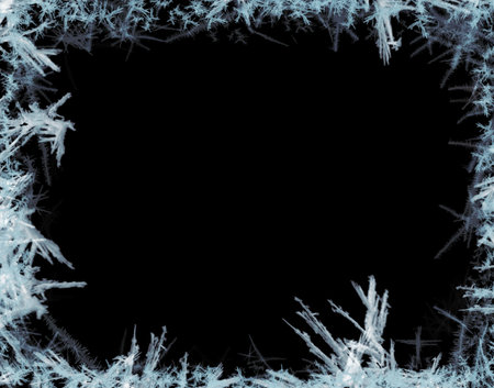 Beautiful frost pattern, illustration. Winter cold weatherの写真素材