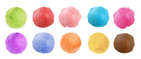Set with different delicious ice creams on white background, banner designの写真素材