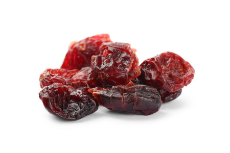 Dried cranberries isolated on white. Healthy snackの写真素材