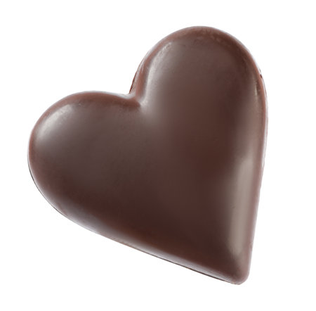 Beautiful heart shaped chocolate candy isolated on whiteの写真素材
