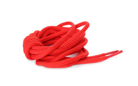 Red shoe laces isolated on white. Style accessory