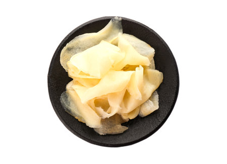 Pickled ginger isolated on white, top viewの写真素材