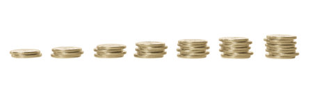Stacked coins on white background. Investment conceptの写真素材